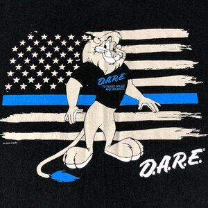 D.A.R.E. To Resist Drugs & Violence Lion Dare Flag Police T Shirt 2XL VTG